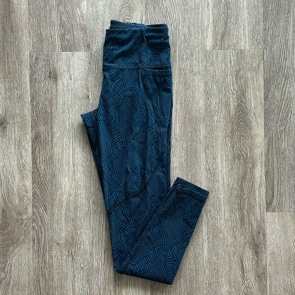 Sweaty Betty Power Leggings XS Blue Black Print High Rise Workout Pants - Picture 1 of 8